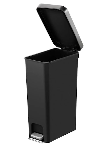 HANA SLIM SERIES   Brushed Matte Finish   Soft-Closing   Fingerprint-Resistant   Step Trash Bin   Versatile For Kitchens &amp; Bathrooms   15 Liters   Black