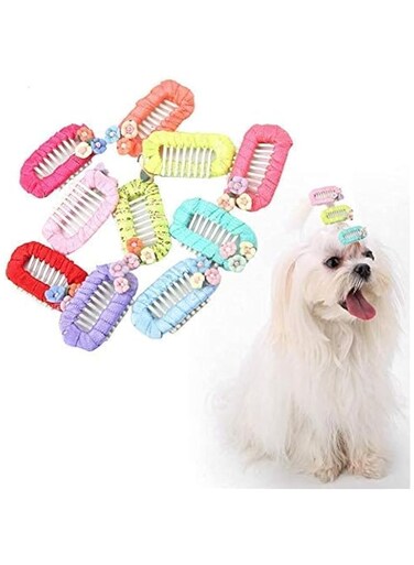 MAKINGTEC Pet Hair Clips Cute Flower Pet Topknot Lovely Cats Dogs Hairpins Pet Grooming Headwear Pet Hair Accessories (Random Color 10Pcs)