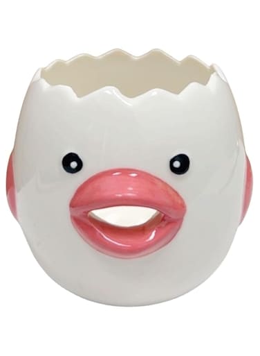 AMZWISH LuoCoCo Cute Egg Separator, Ceramics Vomiting Chicken Egg Yolk White Separator, Practical Household Small Egg Filter Splitter, Kitchen Gadget Baking Assistant Tool, Dishwasher Safe (Pink)