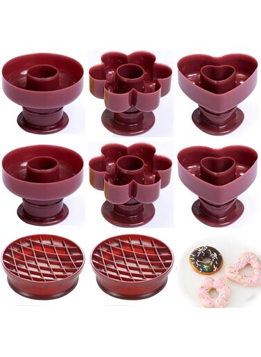 Azonee 8 Pack Donut Maker Cutter, , Creative Non-stick Doughnut Molds, Reusable Fondant Cake Bread Dessert Bakery Mould, Biscuit Stamp Mould, Home Kitchen DIY Baking Tool
