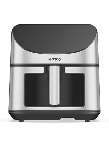 HOTOR Air Fryer with 8L Capacity, Rapid Air Convection Technology, Digital Temperature Control, with Clear Window and Light (Silver)