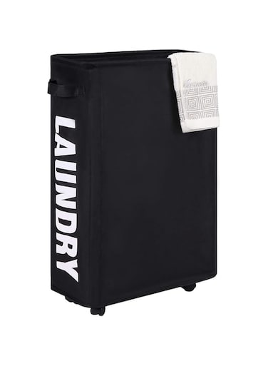 HommyFine Large 82L/115L Laundry Basket Collapsible Multi Color Laundry Bag 42L Wheel Laundry Basket Large Size Foldable 82L/115L Laundry Hamper Folding Washing Bin (Black Wheel 44L)