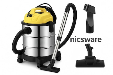Nicsware 30L Wet &amp; Dry Drum Vacuum Cleaner  with Accessories &ndash; Stainless Steel Tank, Drum Vacuum Cleaner with Powerful 2500W Motor, Garage, Home, Car Cleaning