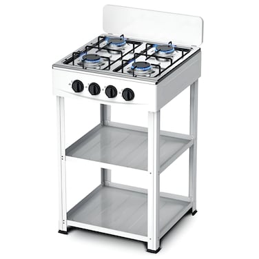 Sprintee High Efficiency Stainless Steel Gas Hob 4 Burner - Kitchen Cooktop with Safety Features, Easy to Clean with Stand