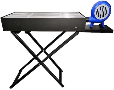 Large Foldable BBQ Grill with Blower Fan, X-Shape Stand, Portable Charcoal Barbecue Grill, Black - Perfect for Outdoor Cooking, Camping, and Tailgating