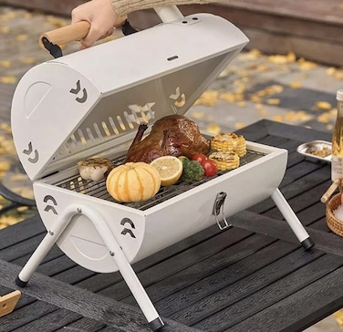 BBQ Grill Stainless Steel Charcoal Grill Foldable Durable Outdoor Household Camping BBQ Smoker for Outdoor Cooking Picnic Backyard Camping