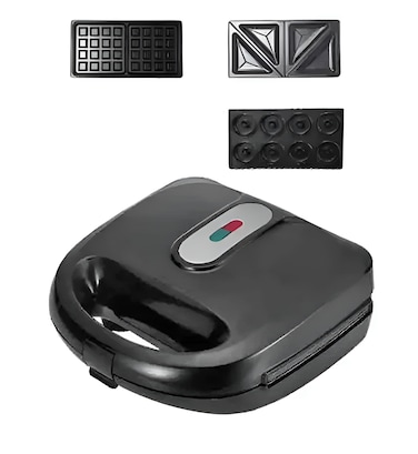 Sprintee 3 in 1 Sandwich Maker 750W Multi Function Machine with Changeable Plates for Sandwiches, Waffles & Donuts Fast, Easy, Non Stick Breakfast Maker