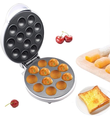 12 Slot Electric Pop Cake &amp; Donut Maker, Non-Stick Cake Pop Maker with Power &amp; Ready Indicator, Cool Touch Housing, Perfect for Birthday &amp; Holiday Parties