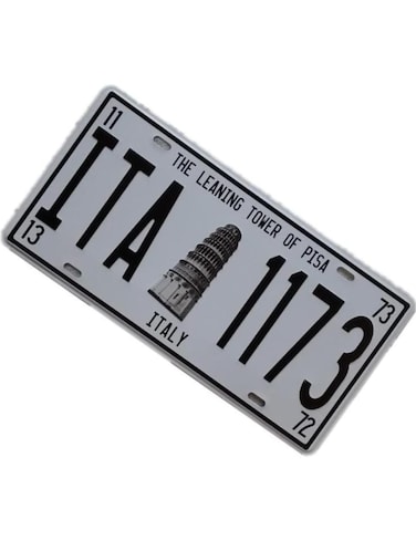Italy 1173 Vintage Number Plate - Authentic Italian Style Home Decor, Decorative Metal Sign, Retro Car License Plate for Wall Art, Garage, and Office Decoration
