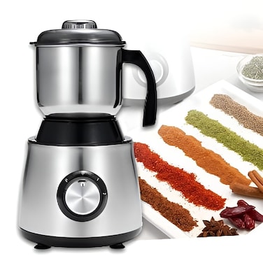 Grinding Blender for Spices and Coffee, 2-Gear Speed Mixer with 300G Jar, Stainless Steel Blade for Grinding and Blending, Multi-Use Coffee and Spice Grinder