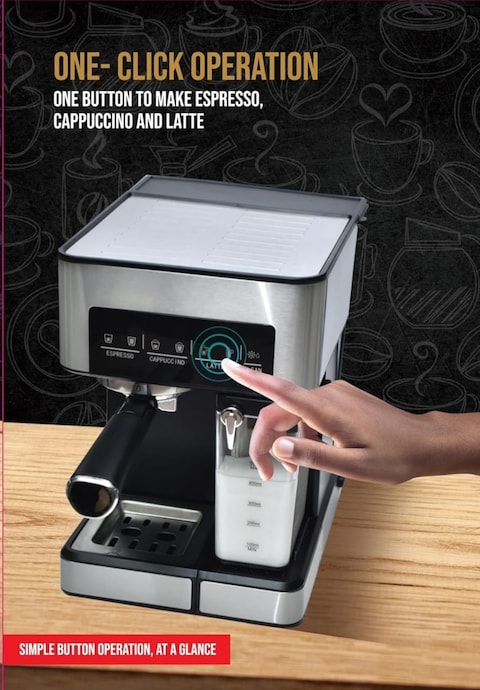 Professional Espresso Coffee Maker, Espresso Maker Cappuccino &amp; Latte Macchiato, Professional Espresso Machine With 3 Types of Coffee Maker With Glass Shot, Espresso Machine For Home &amp; Office