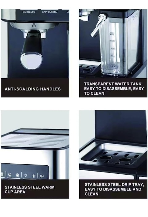 Professional Espresso Coffee Maker, Espresso Maker Cappuccino &amp; Latte Macchiato, Professional Espresso Machine With 3 Types of Coffee Maker With Glass Shot, Espresso Machine For Home &amp; Office