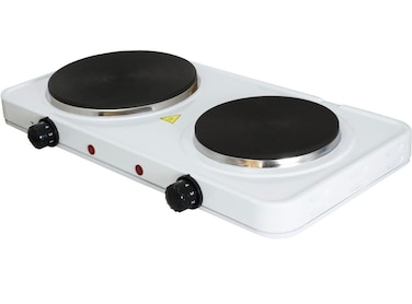 Double Hot Plate Electric Cooker, Black, Portable Dual Burner with Adjustable Temperature Control, Compact Electric Stove for Cooking, Camping, Dorm, and Small Spaces