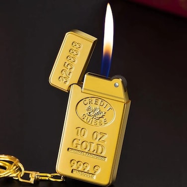Gold Bar Design Lighter for BBQ Camping Outdoor Gardening Party, Gold Bar Pocket Lighter for Men Windproof Lighter