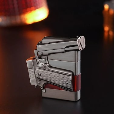 Gun Pocket Lighter for Men BBQ Camping Outdoor ,Gun Design Windproof Lighter Gun Cool Design Lighter Gift for Men