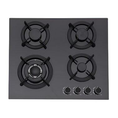 Sprintee 4 Burner Glass Gas Hob with Blue Flame Technology Cast Iron Heavy Duty Burners, Electric Ignition,  Efficient, Durable, and Stylish Gas Stove