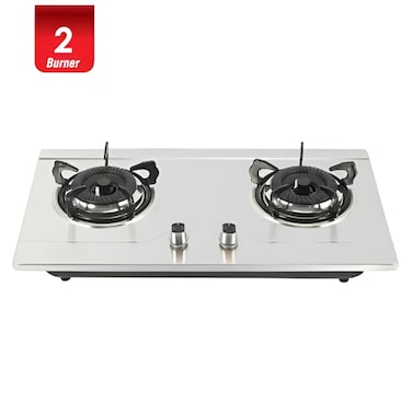 2 Burner Gas Stove with Heavy Duty Cast Iron Burners Stainless Steel Body, High Efficiency Dual Burner Cooktop for Home &amp; Outdoor Cooking