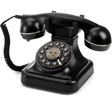 Sprintee Black Vintage Retro Telephone, Classic Old-Fashioned Landline Phone with Rotary Dial, Vintage Decorative Telephone for Home and Office Décor