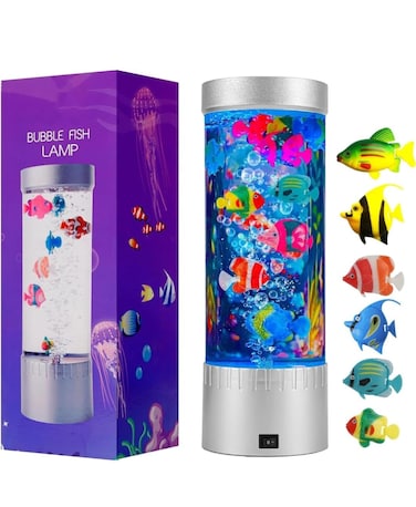 Bubble Fish Lava Lamp Mini LED With Multi Color Changing Aquarium Light with Remote Control Fake Fish Tank Night Light for Home Office Living Room Decor Gifts for Men Women Kids