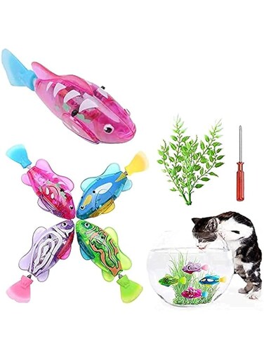 Weyeena Swimming Robot Fish Toy for Kids with LED Light, Mini Aquarium Fish, Bath Toys, Interactive Plastic Fish Toys (5 pcs), Electronic Cat Toy Gift to Stimulate Your Pet's Hunter Instincts