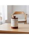 HOME Loretta Marble &amp; Wood Storage Jar - 10x10x17cm   Stylish Food Storage Container   Durable Kitchen Organization   Beige Oak Design