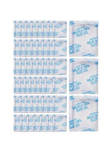 Homarket 100pcs Non-toxic Pure Silica Gel Desiccant Damp Dehumidifier Room Kitchen Clothes Storage Moisture Absorber Bags (20g&times;50pcs)