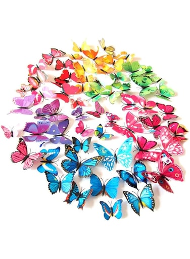 Goodern 60 Pcs 3D Butterfly Wall Stickers,Colorful Butterfly Wall Decals Magnets in 5 Colors,Removable Realistic Artificial Butterflies DIY Art Decor Crafts for Party Offices Bedroom Room Wedding