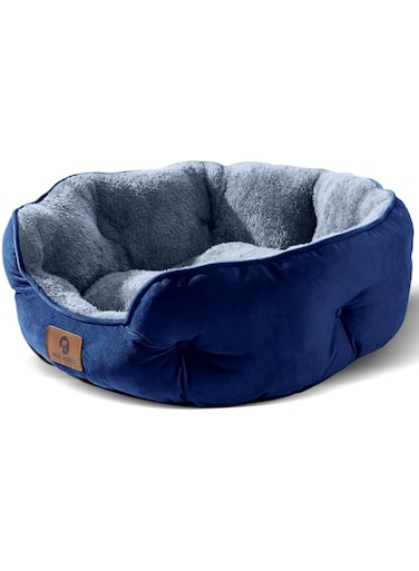 Asvin Small Dog Bed for Small Dogs, Cat Beds for Indoor Cats, Pet Bed for Puppy and Kitty, Extra Soft &amp; Machine Washable with Anti-Slip &amp; Water-Resistant Oxford Bottom, Blue, 20 inches