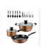 Gold three-piece set + 14-piece kitchenware set, kitchenware set, cookware set, frying pan + soup pot + small coffee pot