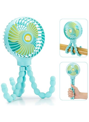 Mini Fan Handheld Personal Portable Fan, Baby Stroller Fan, Car Seat Fan, USB or Battery Powered, with Flexible Tripod Clip on Student Bed Desk Crib Camping Traveling
