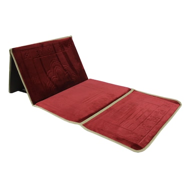 Memory Foam Prayer Rug with Backrest Red