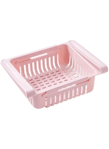 Dubai Gallery Retractable Fridge Organizer Pull Out Drawer Refrigerator Clip On Under Shelf Basket For Kitchen Storage Fits Pink 20 * 8 * 16Cm