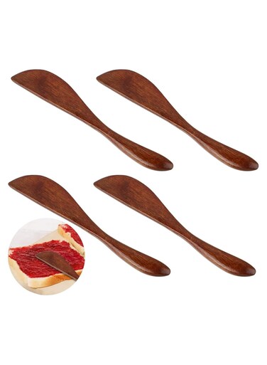 4 Pcs Wooden Butter Knife Set - Mini Spreaders for Jam, Cheese, and Cream