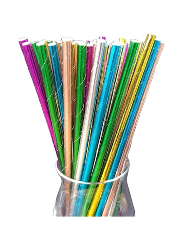 4basix Biodegradable Paper Straws (Pack of 100) Disposable Drinking Straw, Eco-Friendly Paper Straws For Baby Shower, Birthdays, Christams, Wedding Ceremony, Multicolor