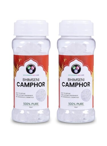 Aayuleubeda Badi Care ABC Bhimseni Camphor chunk 50g Jar - Pack Of 2
