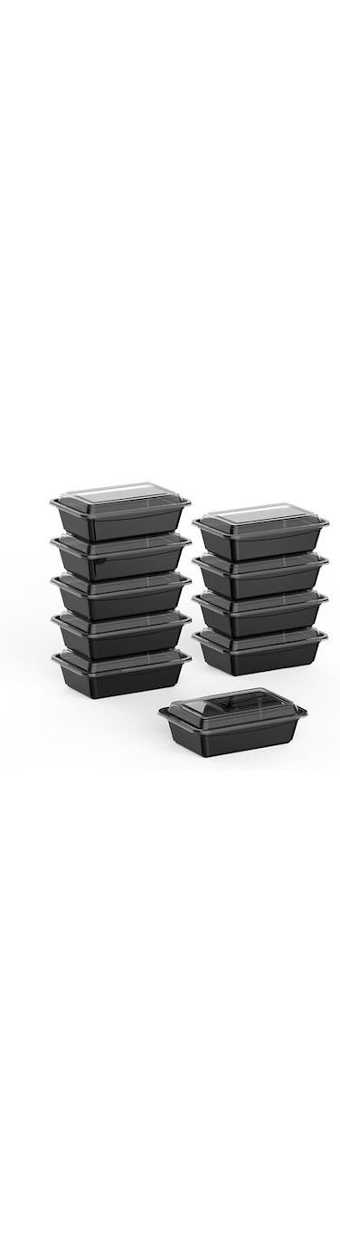 Cosmoplast 700 Ml Pack Of 10 Re24 Black Microwave Containers With Clear Lids
