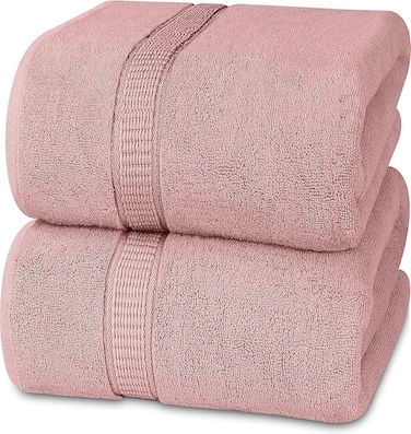 Cozy Home Premium Bath Towels - Luxury Hotel Quality 600 GSM 100% Genuine Combed Cotton, Super Soft &amp; Absorbent Family Bath Towels 70x140 cm Perfect for Daily Use (2 Piece Bath Towel, Dusty Pink)