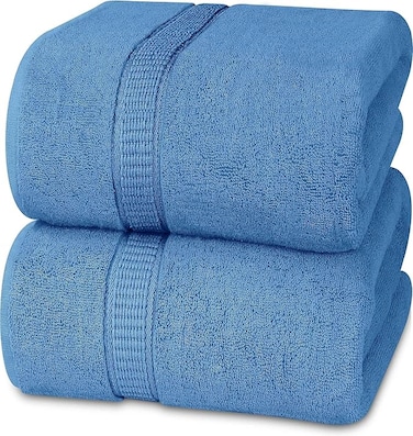 Cozy Home Premium Bath Towels - Luxury Hotel Quality 600 GSM 100% Genuine Combed Cotton, Super Soft &amp; Absorbent Family Bath Towels 70x140 cm Perfect for Daily Use (2 Piece Bath Towel, Electric Blue)