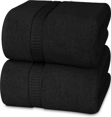 Cozy Home Premium Bath Towels - Luxury Hotel Quality 600 GSM 100% Genuine Combed Cotton, Super Soft &amp; Absorbent Family Bath Towels 70x140 cm Perfect for Daily Use (2 Piece Bath Towel, Black)