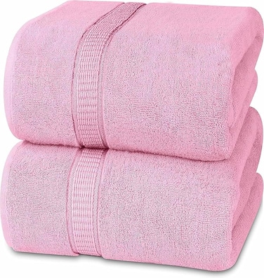 Cozy Home Premium Bath Towels - Luxury Hotel Quality 600 GSM 100% Genuine Combed Cotton, Super Soft &amp; Absorbent Family Bath Towels 70x140 cm Perfect for Daily Use (2 Piece Bath Towel, Pink)