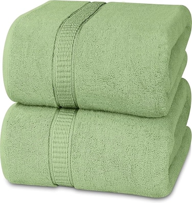 Cozy Home Premium Bath Towels - Luxury Hotel Quality 600 GSM 100% Genuine Combed Cotton, Super Soft &amp; Absorbent Family Bath Towels 70x140 cm Perfect for Daily Use (2 Piece Bath Towel, Sage Green)
