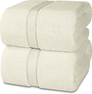 Cozy Home Premium Bath Towels - Luxury Hotel Quality 600 GSM 100% Genuine Combed Cotton, Super Soft &amp; Absorbent Family Bath Towels 70x140 cm Perfect for Daily Use (2 Piece Bath Towel, Ivory)