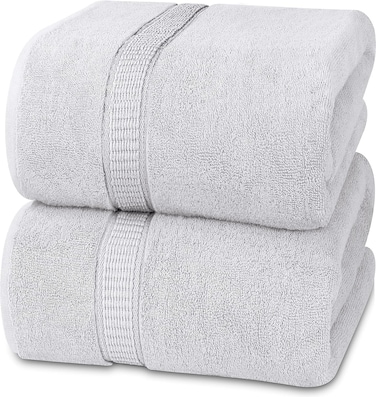 Cozy Home Premium Bath Towels - Luxury Hotel Quality 600 GSM 100% Genuine Combed Cotton, Super Soft &amp; Absorbent Family Bath Towels 70x140 cm Perfect for Daily Use (2 Piece Bath Towel, Silver)