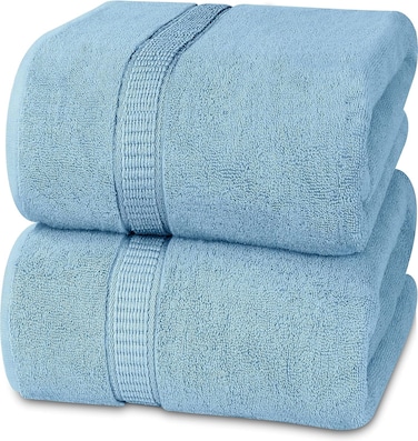 Cozy Home Premium Bath Towels - Luxury Hotel Quality 600 GSM 100% Genuine Combed Cotton, Super Soft &amp; Absorbent Family Bath Towels 70x140 cm Perfect for Daily Use (2 Piece Bath Towel, Sky Blue)