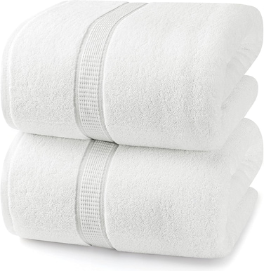Cozy Home Premium Bath Towels - Luxury Hotel Quality 600 GSM 100% Genuine Combed Cotton, Super Soft &amp; Absorbent Family Bath Towels 70x140 cm Perfect for Daily Use (2 Piece Bath Towel, White)