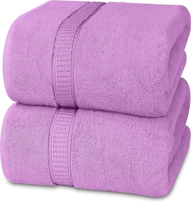 Cozy Home Premium Bath Towels - Luxury Hotel Quality 600 GSM 100% Genuine Combed Cotton, Super Soft &amp; Absorbent Family Bath Towels 70x140 cm Perfect for Daily Use (2 Piece Bath Towel, Lavender)