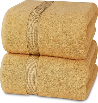 Cozy Home Premium Bath Towels - Luxury Hotel Quality 600 GSM 100% Genuine Combed Cotton, Super Soft &amp; Absorbent Family Bath Towels 70x140 cm Perfect for Daily Use (2 Piece Bath Towel, Beige)
