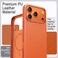 Leather Case for iPhone 17 Pro Max, Compatible with MagSafe, Anti-Slip Grip Phone Cover with Built-in Camera Control Button, Soft Microfiber Lining, 6.9-Inch Display (Orange)