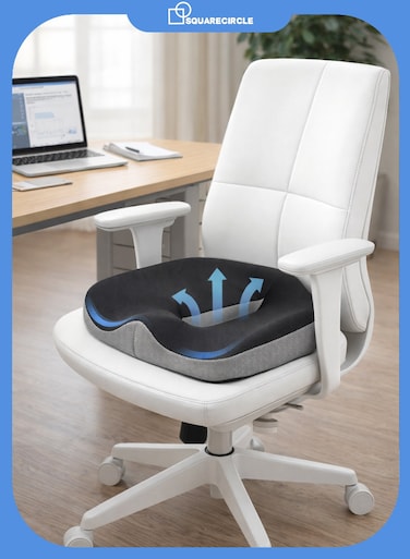 Breathable Seat Cushion for Tailbone Pain Relief &acirc;&euro;&ldquo; Ergonomic Cushion for Long Sitting, Post-Hemorrhoid Recovery, Sciatica &amp; Lower Back Support &acirc;&euro;&ldquo; Ideal for Office, Home &amp; Car Use