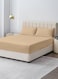 Linen Double Plain Fitted Elastic Bedsheet with 2 Pillow Case 160 x 200 Cm Beige